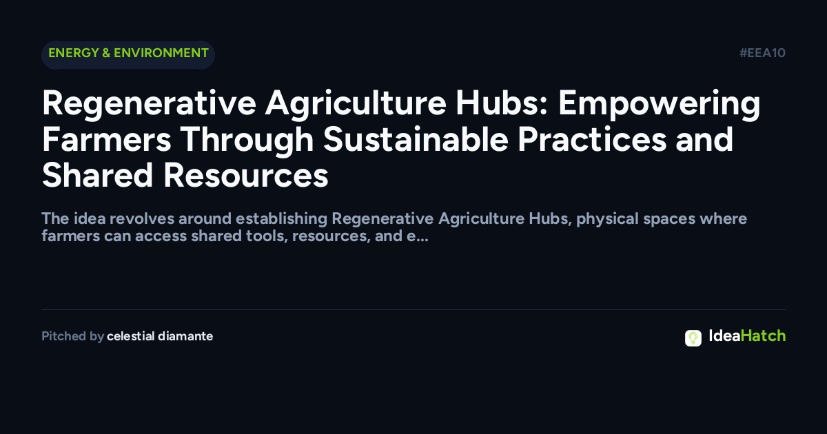 Regenerative Agriculture Hubs: Empowering Farmers Through Sustainable Practices and Shared Resources