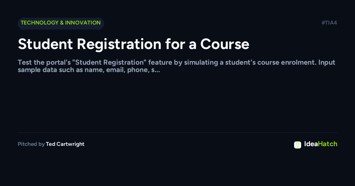 Student Registration for a Course